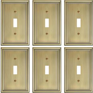 6-Pack Single Toggle Light Switch Cover Plate, Durable Solid Zinc Alloy Decorative Switch Plate Covers, Antique Brass 1 Gang Wall Plate, Corrosion Resistant 6-Pack Single Toggle Light Switch Cover Plate, Durable Solid Zinc Alloy Decorative Switch Plate Covers, Antique Brass 1 Gang Wall Plate, Corrosion Resistant