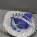 Sitz Bath for Toilet Hemorrhoids Postpartum Care, Perineal Soaking Bath Over The Toilet Seat, Collapsible Sitz Basin with Flusher for Vaginal Anal Inflammation Treatment, Yoni Steam Seat, White/Blue