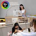 Daylight Slimline 4 LED Table Lamp in Brushed Steel - 6,000K, 3,200 Lux, 4 Brightness Levels, USB-C Charging Port, Anti-Glare Diffuser, Flexible Design, Art & Craft, Sewing, Nail Salon