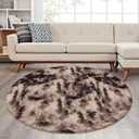 ATRUG 5 ft Round Fluffy Brown Rug for Bedroom,Tie Dyed Furry Round Carpet Non Slip Fuzzy Shaggy Plush Circle Area Rug Rug for Living Room Teen Room Nursery Room Playroom Kids Room Home Decor Washable
