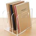 Clear Acrylic Organizers - 3 Vertical Compartments Acrylic Folder Organizer & File Organizer, Desk Document Storage Bins for Magazines, Binders - Multipurpose Home Office Desk Organizer