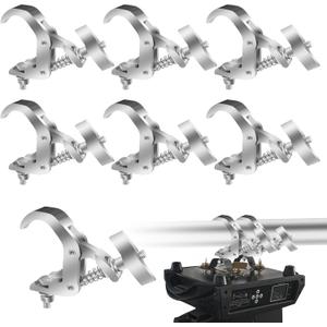 6 Pack Truss Clamp 1.57-2.4 Inch Stage Lighting Clamps Heavy Duty DJ Light Clamps Aluminum Alloy lighting C-Clamp Fit for 40-61 mm OD Tube/Pipe