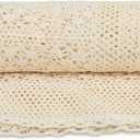Tegeme Boho Throw Blanket 50"x60" Vintage 100% Handmade Crochet Cotton Throw Blankets, Lightweight Lace Knit for Couch, Bed Decor, Boho Photo Prop, Valentines Gifts for Women