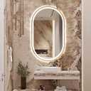 40"x24" Oval LED Bathroom Mirror, Oval Lighted Vanity Bathroom Mirror with Gold Frame Anti Fog Smart Mirror with 3 Colors Dimmable for Makeup, Frontlit, Waterproof Horizontal/Vertical