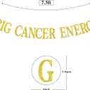 4 x Big Cancer Energy Banner, Cancer Birthday Decor, 12 Zodiac Constellations Birthday Themed Party Decorations (Gold Glitter)