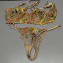 Sexy Floral Embroidered Flower Mesh Underwire Push Up Lingerie Set, M