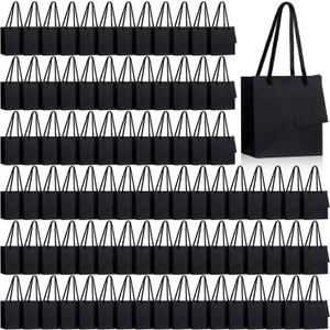 Yeaqee 150 Pcs Mini Gift Bags Bulk 4 x 2.75 x 4.5 Inches with Tags Black Gift Bags with Handles Wedding Favor Bags for Baby Shower Birthday Shopping Holiday Party