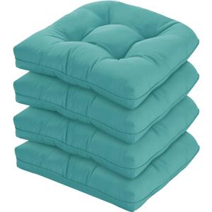 19x19 Outdoor Chair Cushions Set of 4, Wicker Patio Furniture Cushions with Tufted Buttons, Thick Outdoor Seat Cushions for Lawn Chairs, Overstuffed and Water Resistant, Teal (19''x19''x5''-4PACK)