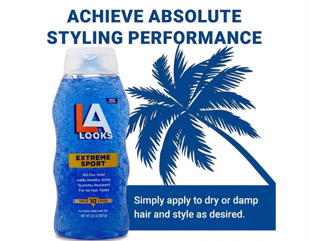 L.A. Looks Sport Xtreme Hold Gel, Hold Level 10+, 20-Ounce, Pack of 4