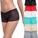 Women's Underwear Regular & Plus Size Panties Sexy Lace Boyshort Hipster Cheeky Panty (M)