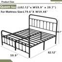 14Inch Metal Bed Frame, Queen Size Bed Frame with Storage Space,Heavy Duty Sturdy Mattress Foundation,Easy Assembly,No Box Spring Needed, Black