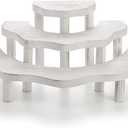 Whitewashed Wood Cupcake Stand, 3 Tier Half Moon Dessert Stand Semicircle Dessert Appetizer Tiered Display Riser for Display or Collections