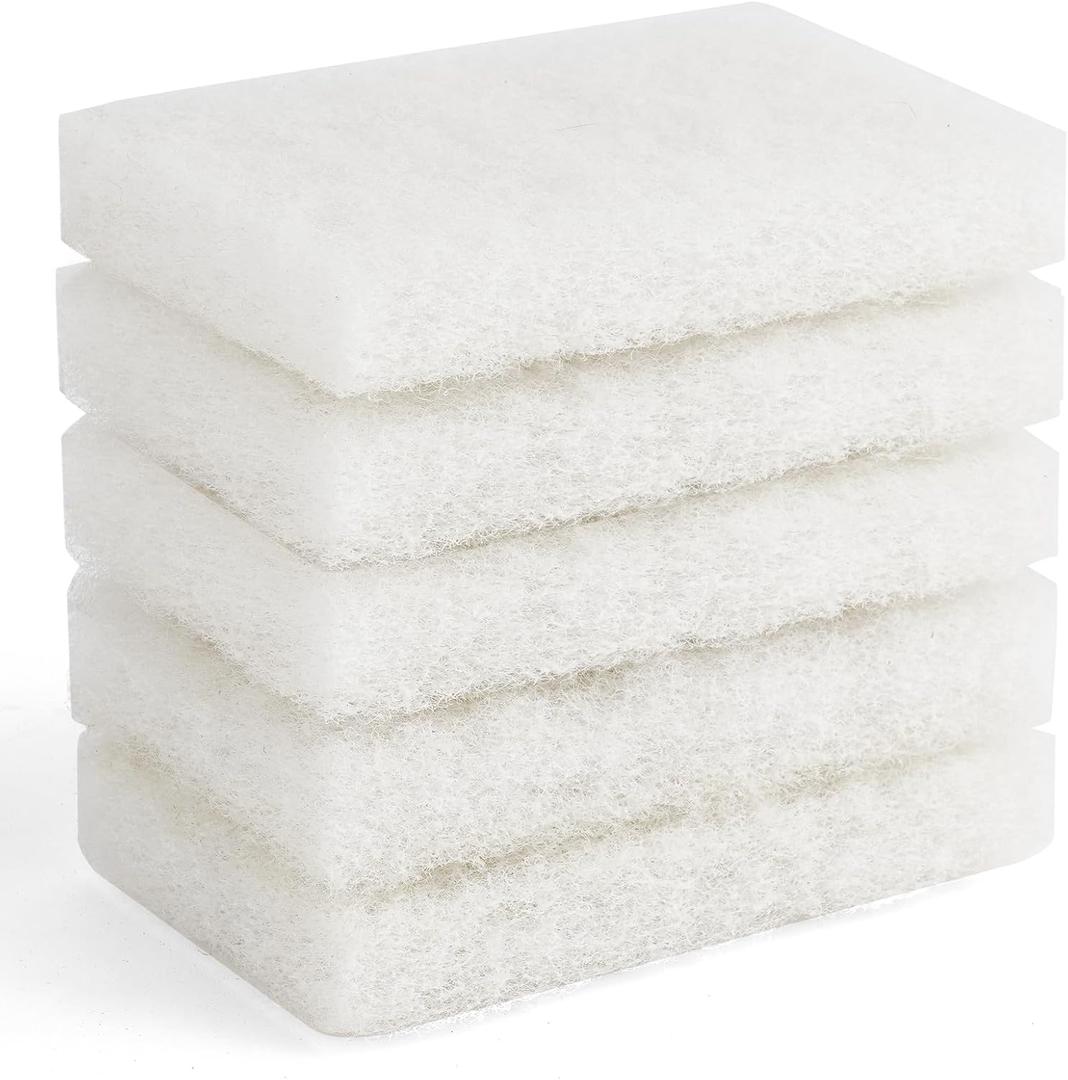 Non-Scratch Nylon scrubbing pad Replacement Scrubber, White 5 Pack 5.5 * 3.15 inch