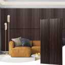 AMZDEPOT Wood Slat Wall Panel, 48'' x 24'' Wood Panels for Wall, 3D Soundproof Wall Panels, Large Acoustic Panels for Interior Ceiling and Wall Decor Noise Reduction, 2 Pack, Walnut