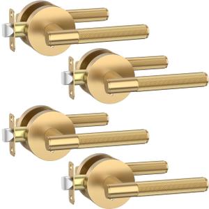 Asidrama 4 Pack Champagne Bronze Privacy Door Handles, Door Lever with Door Knobs Indoor for Bedroom or Bathroom, Heavy Duty Door Handles Interior with Locks for Left Right Sided Doors