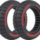 9.5x2.5-6.1 Off-Road Solid Tire Replacement for NIU KQi3 Pro/Max/Sport Scooter - Puncture-Free, Hassle-Free Maintenance - Anti-Skid, Shockproof 9.5 x 2.50 inch Tubeless Tire (Red 2Pcs)