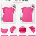 SHEWIN Womens Summer Tops Crewneck Short Sleeve T Shirts Casual Patchwork Hollow Out Loose Tank Top (Pink, XL)