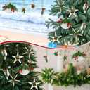 Thyle 12 Pcs Beach Christmas Ornaments Set Handmade Natural Seashell Starfish Conch Crafts with Pine Cones Berry Bell Hanging Ornaments for Home Christmas Tree Holiday Party Decoration