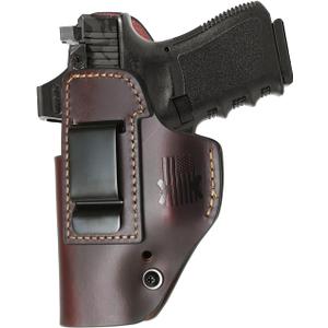 Leather Holster for Glock 17 19 43X fits Taurus G2C G3 G3C for M&P 9mm Shield fits Sig P365 P230 for LCP Security 9 fits Springfield Hellcat/XD -Optics Ready Adjustable Retention, IWB-Left Hand