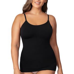 SHAPERMINT Womens Tops - Scoop Neck Cami Body Shaper for Women, Shapewear Tummy Control, Camisole Tank Tops for Women (Black, L)