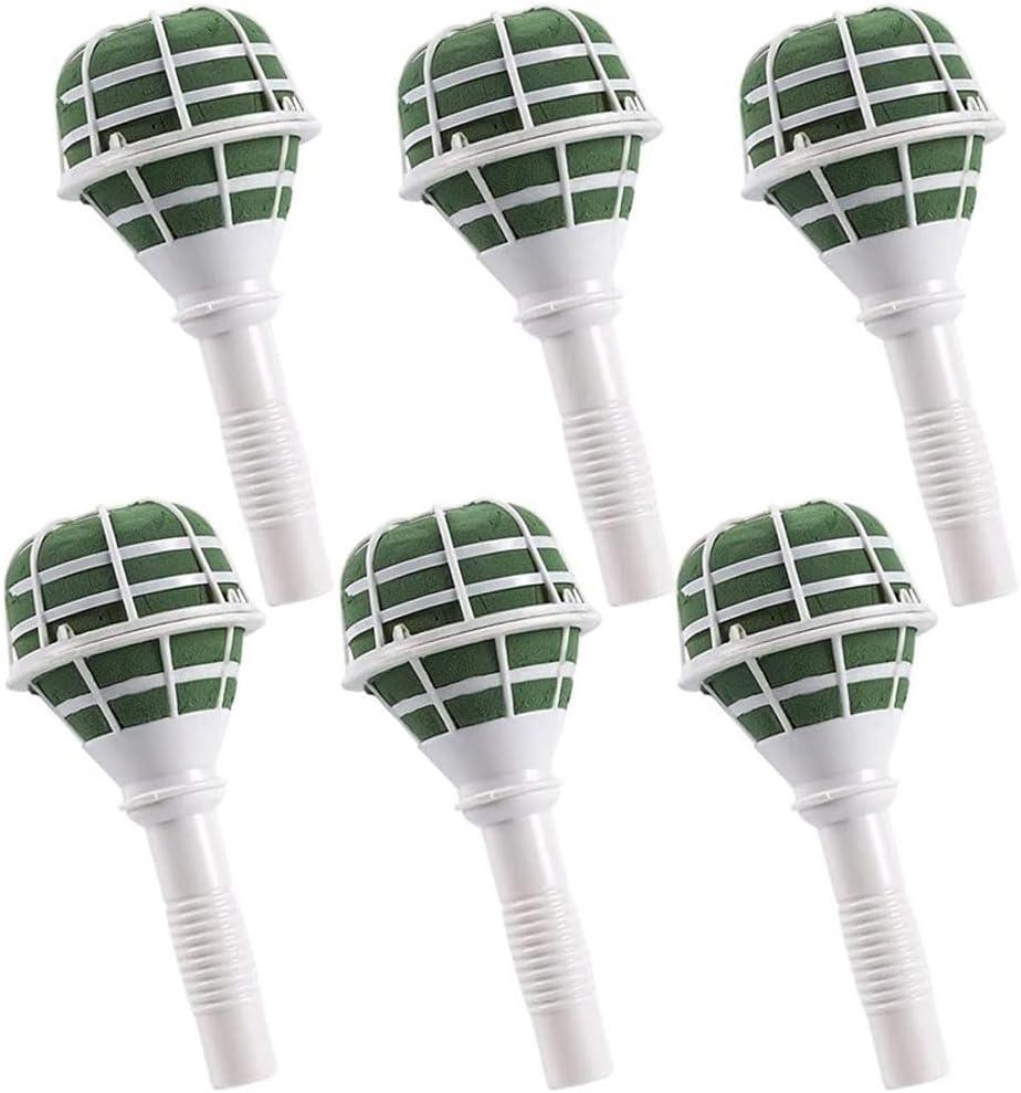 Pack of 6 Wedding Bouquet Holder Foam Floral Handle Holder Bridal Bouquet Holders for Fresh and Artificial Flower Arrangements Wedding Gardening Supplies (White)
