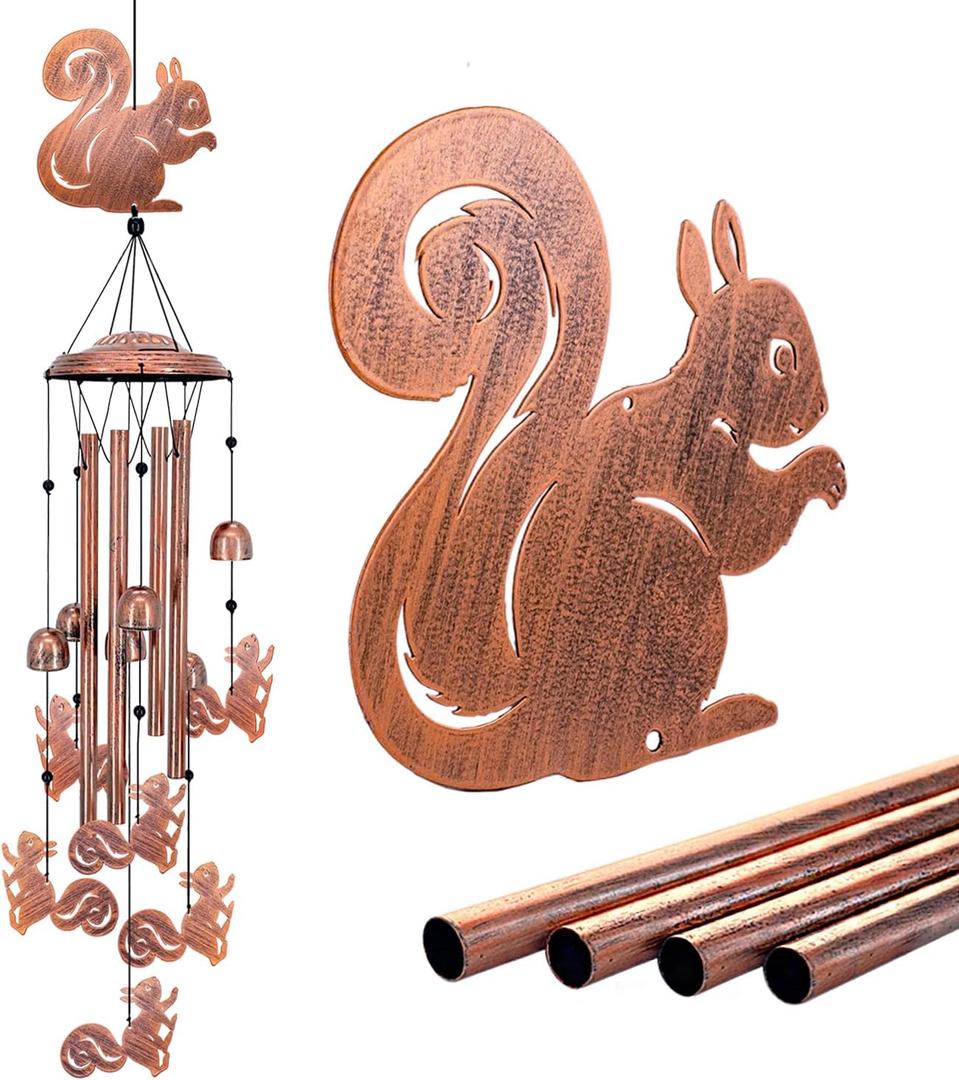 for Mom Squirrel Wind Chimes for Outside,Squirrel Gifts for Women Men/Memorial Gift/Birthday Gifts Metal windchimes Outdoors/Indoors,Garden Decor,Patio,Home,Porch,Yard Decorations
