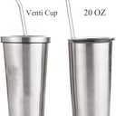 ALINK Skinny Clear Glass Straws, 10.5" x 7 mm Long Reusable Drinking Straws for 30 oz 20 oz RTIC/YETI Stanley Tumblers, Mason Jars, Pack of 8 with 2 Cleaning Brush