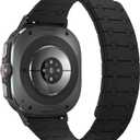 Amizee No Gap Band Compatible with Samsung Galaxy Watch Ultra (2025/2024) Band 47mm, 22mm Magnetic Sport Silicone Strap for Women Men, Black