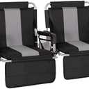 ALPHA CAMP Stadium Seat Chair for Bleachers with Back & Arm Rest (Black Grey)