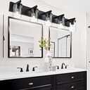BONLICHT Industrial 5 Light Wall Mount Lighting Sconces Bathroom Vanity Light Matte Black Metal with Clear Glass Shade,Modern Farmhouse Wall Lamp Indoor Bath Wall Lamp Fixture Over Mirror