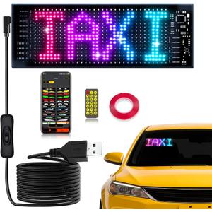 Pak Scrolling Advertising LED Sign, 7 x 3 Devil Eyes Light for Cars, Programmable Store Sign with Remote APP Control, Flexible Digital Display, DIY Text Pattern Animations for Shop Bar Hotel (3*7 Inch(Single Pack))