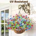 2 Set Artfiticial Hanging Flowers Baskets for Outdoors,Red Blue, 2 Pcs