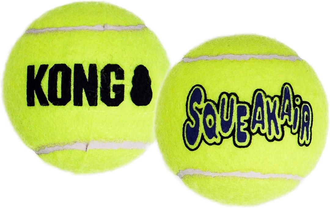 KONG - Squeakair Balls - Dog Toy Premium Squeak Tennis Balls, Gentle on Teeth - for Small Dogs (3 Pack)