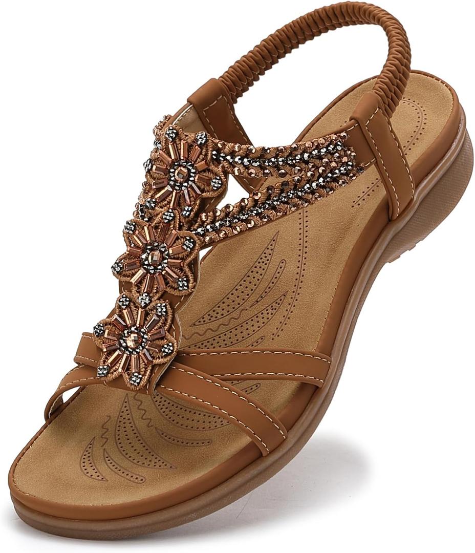 Littleplum Sandals for Women Handmade Arch Support Summer Womens sandals Comfort Walking Orthopedic Bohemian Flip Flop,4