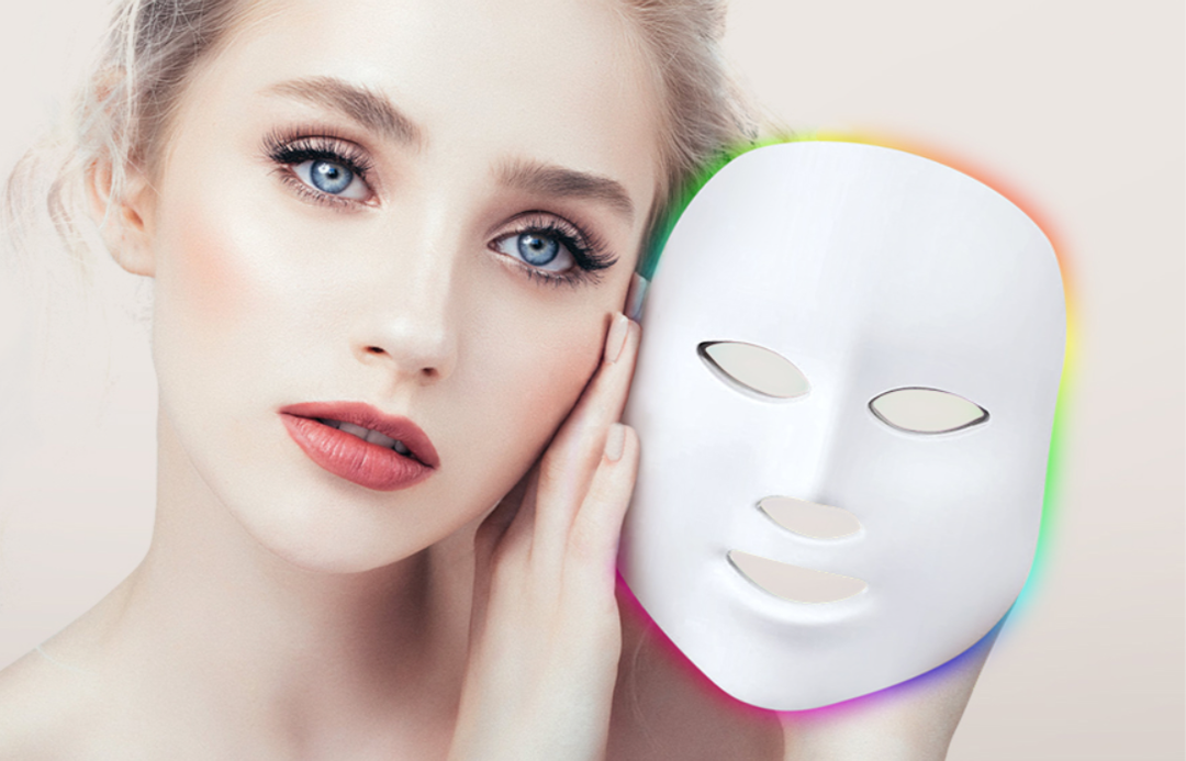 Red Light Mask for Face, 7 Custom Modes with Infrared, 850nm Infrared & Red Light Masks, Portable with Timer for Home Use