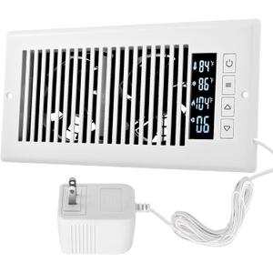 MIDCVFRUN Smart Register Booster Fan 4 x 10 with Thermostat Control Intelligent Heating Cooling Trigger, 10 Fan Speed Adjustable AC Air Vent Fan Booster for Room Wall Floor White