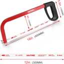 HAUTMEC 12-Inch Hacksaw, High Tension Hack Saw Frame with 24 TPI Bi-Metal HSS Blade, Hand Saw for Cutting Metal, Steel Pipe, PVC & Wood (HT0398)