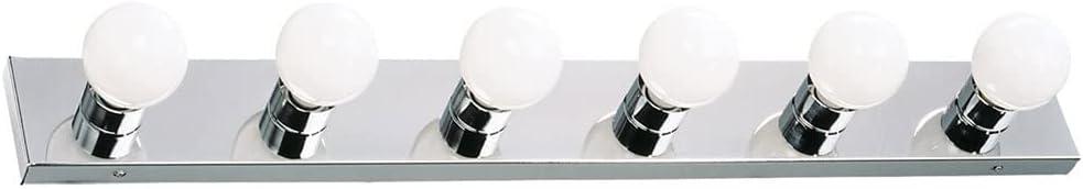 Design House Vanity Lights, 6 Linear Lights, Dimmable, Horizontal or Vertical Use, Uses (6) 60W Bulbs, For Bathroom/Makeup Vanity, Polished Chrome, 36.0 in. L x 4.33 in. H x 2.0 in. D, 500942