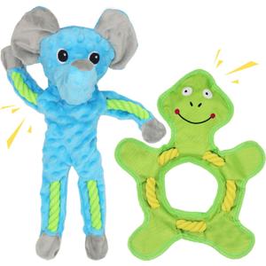 Dog Toys to Keep Them Busy, Plush Tug of War Interactive Rope Dog Toys, Squeaky Chew Toys for Small Medium Large Dogs