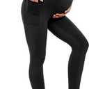 Happy.angel Maternity Leggings with Pockets Over the Belly - Soft Stretchy Yoga Pants for Pregnancy Workouts & Office (XX-Large, Black)