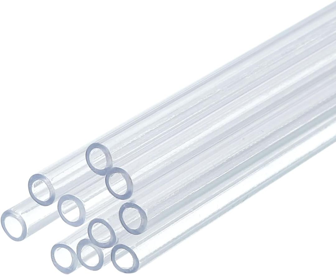 uxcell 10 Pcs Clear Plastic Rigid Tubing 2mm ID x 3mm OD, 0.5 Meters Length Round Polycarbonate Tubing for Aquarium Water Pipe, Water Cooling System, Plumbing