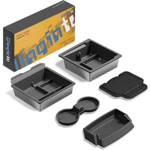 for Tesla Model Y Juniper(2025-2026) & Model 3 Highland(2024-2026) Center Console Organizer [Slide Smoothly & Carbon Fiber] Sunglasses Cup Holder for Tesla Model 3 Model Y Accessories Black