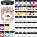 Plastic Jars with Lids, 48 Pcs 6 OZ Slime Containers with Screw On Lids Clear Round Plastic Storage Jars Refillable Container Jar for Travel Storage Home Kitchen Food