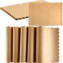 100 Pcs Disposable Brown Kraft Paper Place Mats Paper Placemat Disposable Rectangle Rustic Craft Printed Scalloped Place Mat Kraft Brown Placemat for Wedding Anniversary Party Kitchen (13 x 19 Inch)
