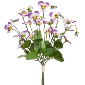  15'' Pansy Silk Flower Stem Bundle -White/Purple