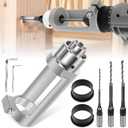 Square Hole Drill Bit Adapter with Drill Bits, Mortising Attachment, Aluminum Hole Drill Mounting Bracket, Hole Drill Fixing Holder, Power Tool Accessory for Woodworking