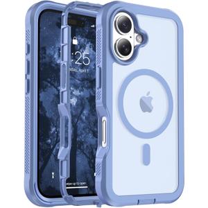 Magnetic for iPhone 17 Case, [Compatible with MagSafe][Military Grade Drop Protection][Heavy Duty Protection][Non-Slip][Shockproof] 2-Layer Durable Bumper Phone Case 6.3''-Blue Purple