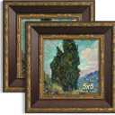 Yaetm Vintage 5x5 Picture Frame, Ornate Antique Bronze 5 x 5 Square Frame with Real Glass, 1.4-inch Wide Molding, Display Photos & Art Print on Tabletop or Wall Mounting (Brown/Gold, 2 Pack)