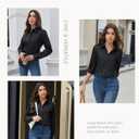 siliteelon Button Down Shirts for Women Floral Printed Long Sleeve Cotton Shirt Work Office Bluose Business Casual Top (Black, XS)