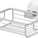 InterDesign Classico Bathroom Shower Suction Soap Dish, Silver